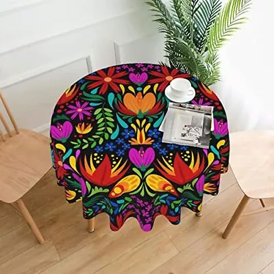 Colorful Mexican Tablecloth Round 60 Inch Washable Polyester Table Cloth For... • $26.05