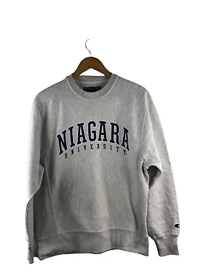 VINTAGE Niagara University Pullover Sweatshirt Mens Size S Grey Reverse Weave • $49.95