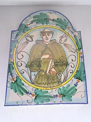 Vtg FRATANTONI For VIETRI Italian Plaque First Stone St Francis? Wall Art READ • $79.96