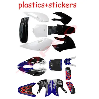 Black Plastics Fender Kit W/ Graphics Decal For KLX 110 DRZ110 KX65 RM65 140cc • $71.57