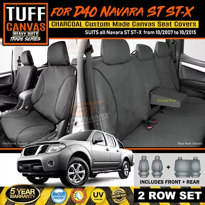 TUFF HD TRADE Canvas Seat Covers 2Row Set For Navara D40 ST ST-X 10/2007-15 CHAR • $281.06