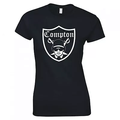 Inspired By Eazy E  Compton Logo  Ladies Skinny Fit Tshirt • $25.13