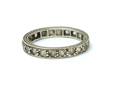 £12.99 • Buy 925 STERLING SILVER Round White SPINEL Eternity Ring, Size N, 2.15g - C81