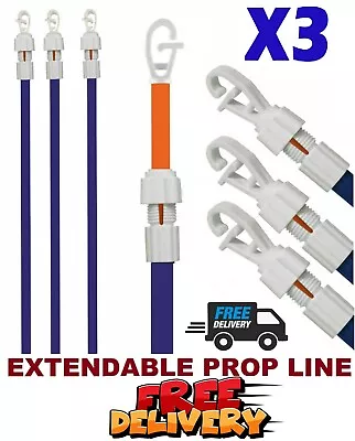 3 X Extendable Prop Line Heavy Duty Clothes Washing Pole Galvanised Hang Over 2M • £12.83