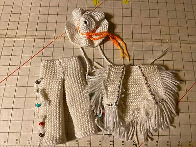 $5.19 • Buy Crochet Indian Doll Beaded Pants & Vest And Masked Lone Ranger EUC