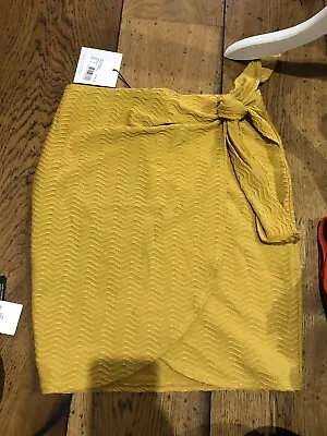 Missguided Mustard Wrap Skirt 8 • £6