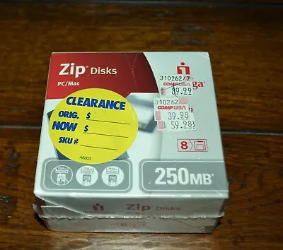 Iomega Zip Backup Disks 250mb  Box Of 8  Pc Mac New Sealed • $24