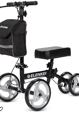 ELENKER Economy Knee Walker Steerable Medical Scooter Crutch Alternative Black • $56.99