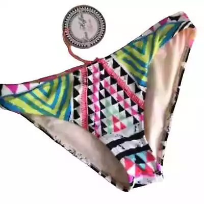 Mara Hoffman Bikini Bottom XS Tribal Bright Geo Print Hipster Aztec Modern Color • $69