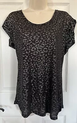 J. Lo Women’s Black Silver Print Shirt ~ Size Large • $5