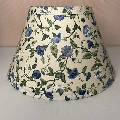 Vintage BLUE Morning Glory On Ivory Fabric Covered Lamp Shade • $24.99