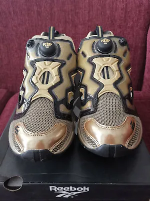 Reebok Fury DMX TXT Sleek Metal Gold Pump Sneakers DV4601 Size 9 • $210