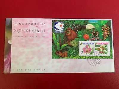 Singapore 1995 Fdc Flowers Orchids Chimpanzee Monkey Tapir Stamp Show 95 • $9.47