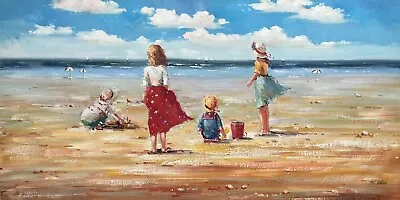 BeachOcean Original Oil Painting By N. Knox 122 X 61 Cm • $279.99