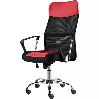 Office Chair Home Computer Desk Chair Adjustable Swivel Task Chair With Arms Red • £41.99