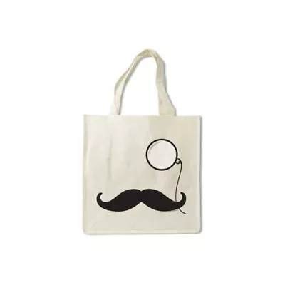 Mustache Monocle Bamboo Tote Bag • $7.65