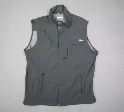 Columbia Vest Mens 2XL XXL Gray Omni-Shade Full Zip Outdoor Fish Hike Utility • $32.99