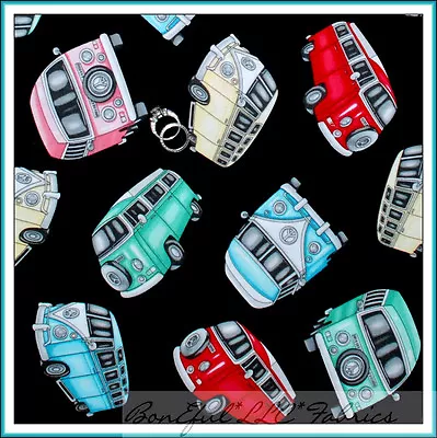 BonEful Fabric FQ Kombi Car VW Van Woodstock Peace Camp Bus Retro Groovy Hippie • $22.75