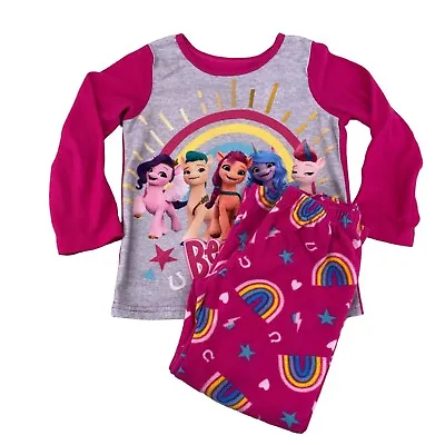 My Little Pony Pajamas Set Pants Fleece Rainbow Besties Size 6 Flame Resistant • $5.97