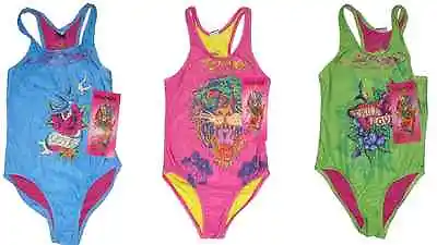 Girls Ed Hardy Designer Stunning Swimming Costume Swimwear Swimsuit Sizes:4-8yrs • £10.99