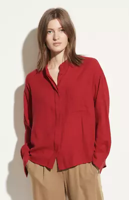 Vince Band Collar Button Down Red Size M • $225