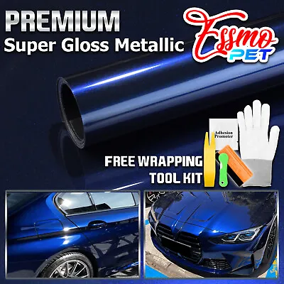 ESSMO PET Super Gloss Metallic Tanzanite Blue Car Vinyl Wrap Decal Like Paint • $26