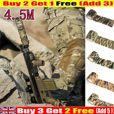 4.5M Self-adhesive Camo Wrap Cycling Hunting Camo Bandage Stealth Tape Non Woven • £2.66