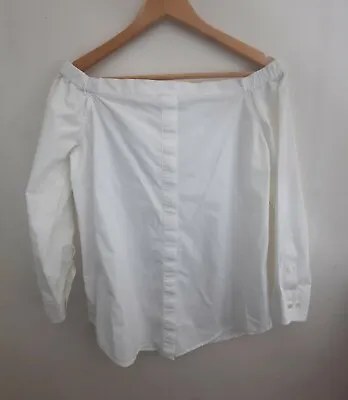 £25 • Buy EQUIPMENT FEMME, Fench Designer Off The Shoulder, White Cotton Tunic Shirt. Sz S