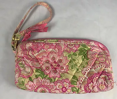 Vera Bradley Petal Pink Zip Around Wristlet Wallet Green Pink • $4