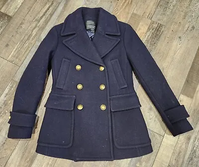 J.Crew Stadium Cloth By Nello Gori Wool Jacket Coat Size 00P Navy Blue EUC • $54.99