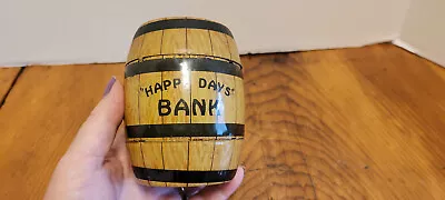 Vintage Happy Days Painted Tin Barrel Bank J. Chein & Co • $7.95