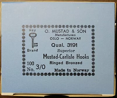 Vintage Mustad 3191 Size 3/0 Hooks Made In Norway Mustad & Son USA • $16.99