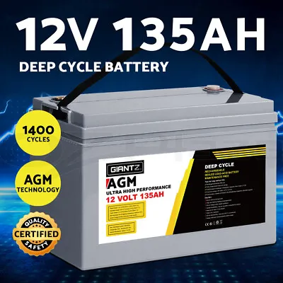 Giantz AGM Deep Cycle Battery 12V 135Ah Marine Sealed Power Portable Box Solar • $218.95