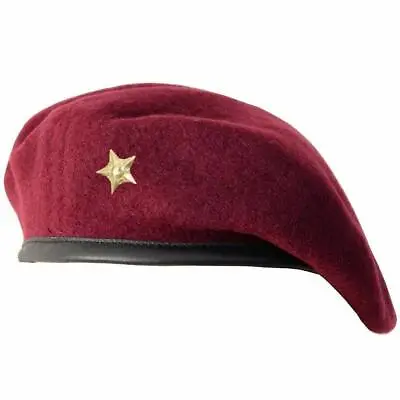 Beret Cap With Gold Star Hat Wool Military Army French Blue Black Green Maroon • $13.04