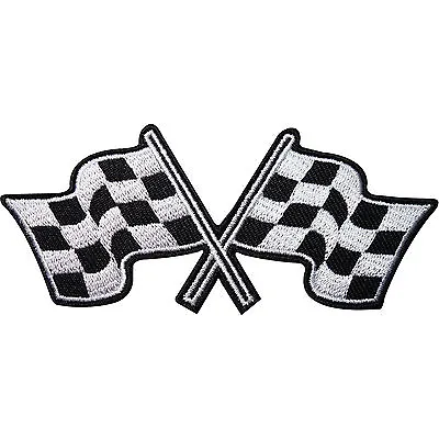 Checkered Flag Embroidered Iron / Sew On Patch Check F1 Racing Car Shirt Badge • £2.79