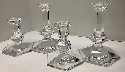 $80 • Buy 2 Pair Val St Lambert Candlesticks Elysee 6 3/4  4 1/2  Crystal Glass Nice Set