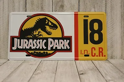 Jurassic Park Jeep Car Replica Movie Prop License Plate Tin Sign Man Cave   • $10.97