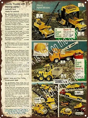 1976 Tonka Nylint Crane Truck Boom Mixer Flatbed Forklift Metal Sign 9x12  A552 • $24.95