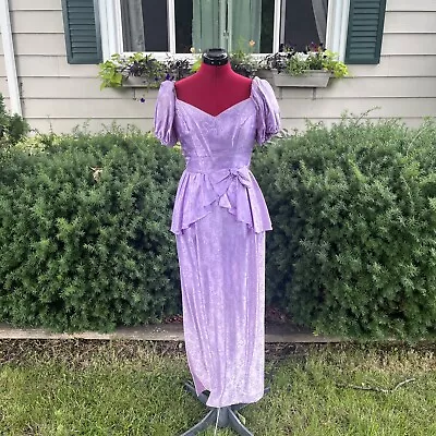 Lovely Purple Satin Peplum Sweetheart Princess 1980s 90s Vintage Dress Prom Gown • $45