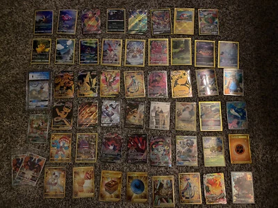$77 • Buy 50 MODERN Full Art GX V VMAX GG & Alt Pokemon Card Lot Rainbow Gold Pack Fresh