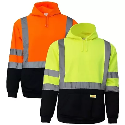 High Visibility Hooded Sweatshirt Class 3 Safety Hoodieorange Or Lime -H8311/12 • $38.15