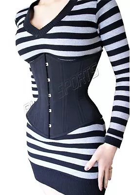 £28.99 • Buy Women Heavy Duty Steel Boned Corset UnderBust Waist Training Black Cotton Corset