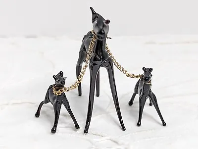 Miniature Horse Mare Colts Figurines Set Glass Crystal Porcelain Black Vintage • $11.99