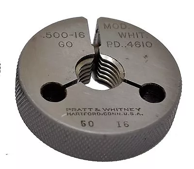 1/2-16 UN ~ Thread Ring Gage ~ GO ONLY ~ .500 ~ 16 TPI ~ Pratt & Whitney ~ O/S • $27.90