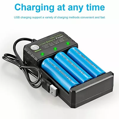 Portable Smart Charger For 3.7v Rechargeable Li-ion Battery Lithium 3 Slots NEW • £10.90