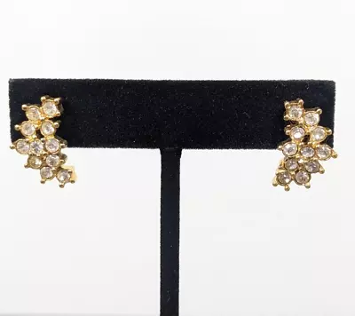 Vintage Avon Rhinestone Cascade Drop Gold Tone Pierced Earrings • $9.09