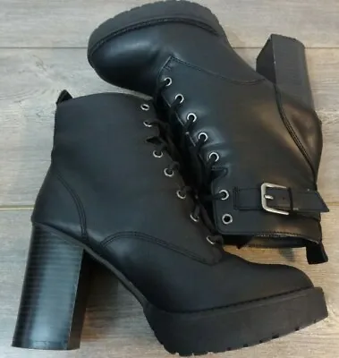 Madden Girl- Jitter JITT01J1 Women's Black Stylish Combat Boots Size 6.5M • $26.97