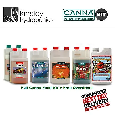 £119.99 • Buy Canna 1 Ltr Food Kit + Free Overdrive  Hydroponics PK Rhizotonic Boost Coco A B