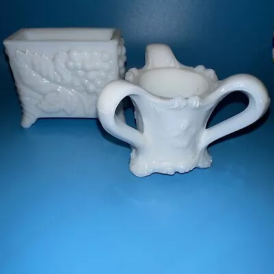 Milk Glass Match And Or Toothpick Holders. Vintage Set Of 2 • $20