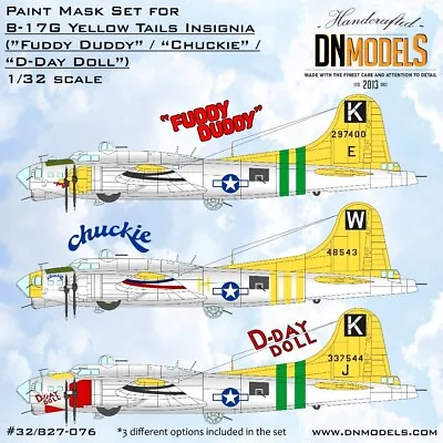B-17G Flying Fortress Yellow Tails Insignia Paint Mask Set 1/32 DN Models • $37.99